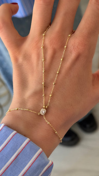 Gold Topçuk Kare Taş Detay Şahmeran