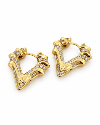 14K Gold Kalp Desen Marka Model Halka Küpe