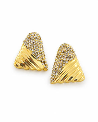 Gold Taş Detay Üçgen Küpe