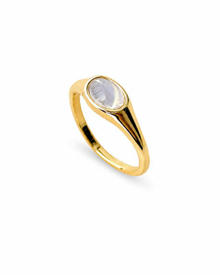 Gold Oval Taşlı Ayarlanabilir Yüzük