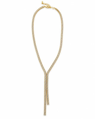 Gold Baget Taşlı Y Form Kolye