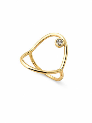 Gold Oval Form Taşlı Yüzük