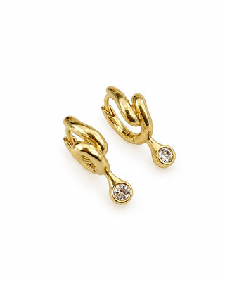 14K Gold Minimak Burgu Taşlı Küpe