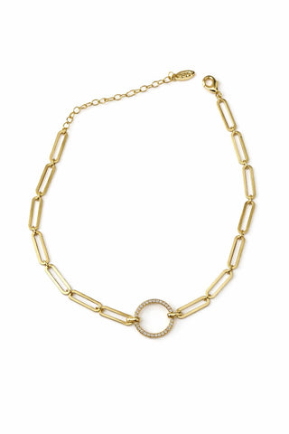 14K Gold Oval Taşlı Ataç Halhal