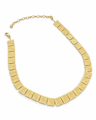 14K Gold Kare Desenli Plaka Kolye