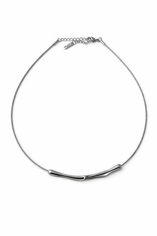 Silver Choker Kaburga Desen Kolye