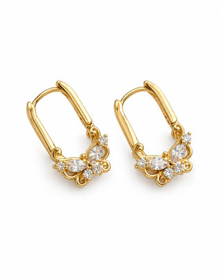 14K Gold Kelebek Detay Halka Küpe