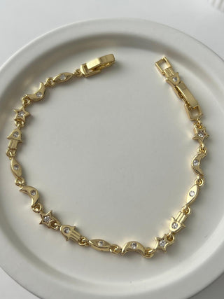 14K Gold Ay Yıldız Tasarım Bileklik