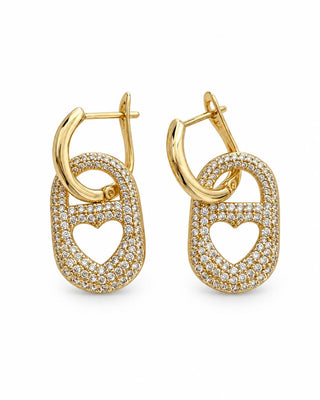 14K Gold Marka Model Kalp Detay Küpe