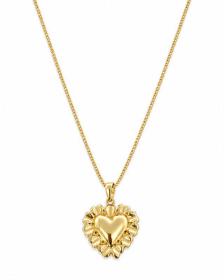 14K Gold Desenli Kalp Kolye