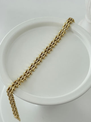 14K Gold Taşlı Zincir Desen Bileklik