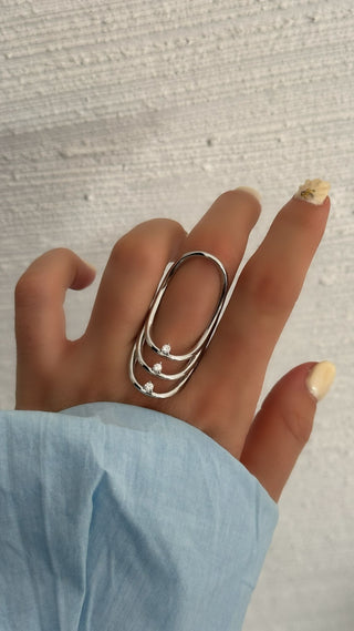 Oval Form Taşlı Ayarlanabilir Tasarım  Yüzük