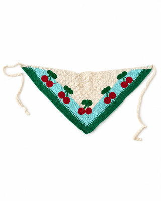 Turkuaz Kiraz Desen Üçgen İthal Bandana