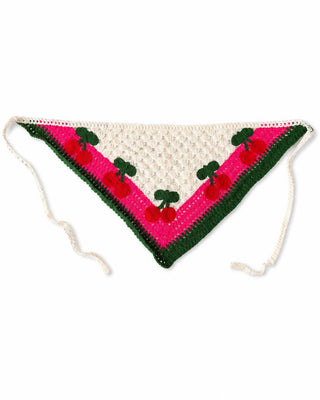 Turuncu Kiraz Desen Örme Üçgen İthal Bandana