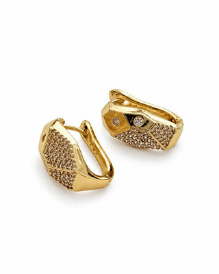 14K Gold Geometrik Desen Halka Küpe