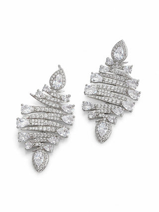 Silver Zigzag Desen Abiye Küpe