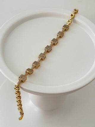 14K Gold Kare Zirkon Taşlı Bileklik