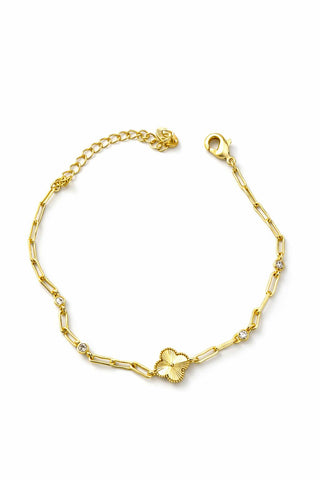 14K Gold İnce Form Yonca Bileklik