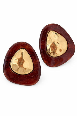Marka Model Kahve Gold Plaka Küpe