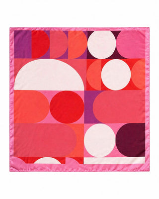 Pembe Yuvarlak Desenli Fular 70x70