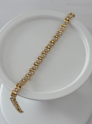 14k Gold Taş Detay Desenli Bileklik