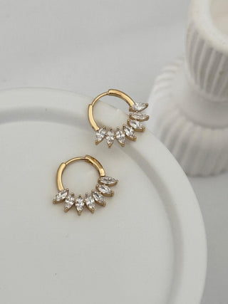 14K Gold Taşlı Halka Küpe