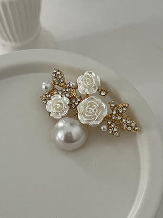 İnci Detay Çiçek Broş