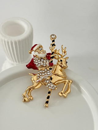 Noel Baba Geyik Yeni Yıl Broş