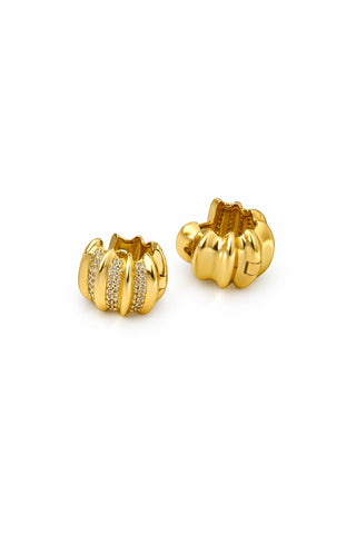 Minimal Gold Çizgi Desen Halka Küpe