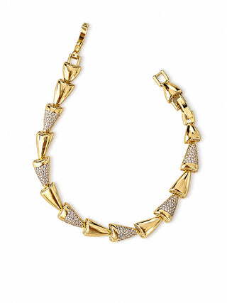 14K Gold Üçgen Çift Renk Bileklik