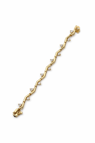 14K Gold Zigzag Desen Taşlı Bileklik