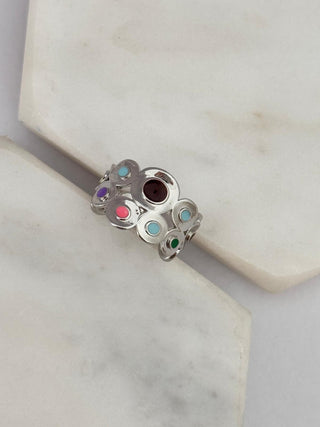 Renkli Mineli Ayarlanabilir Yüzük