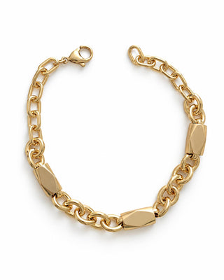 14K Gold Plaka Zincir Desen Bileklik