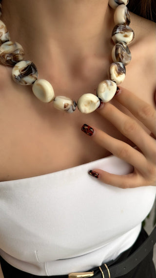 Marka Model Çift Renk Boncuk Kolye