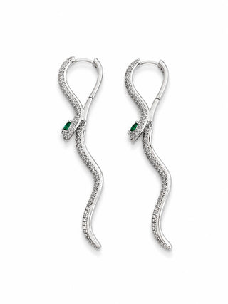 Silver Taşlı Yılan Küpe