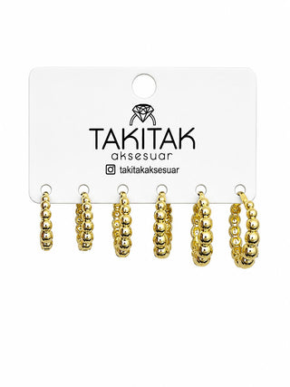Gold Topçuk Halka 6lı Set Küpe
