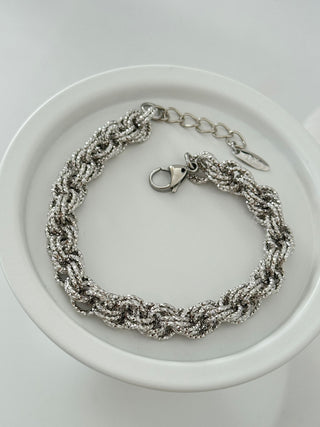 Silver Yaldız Desen Zincir Bileklik