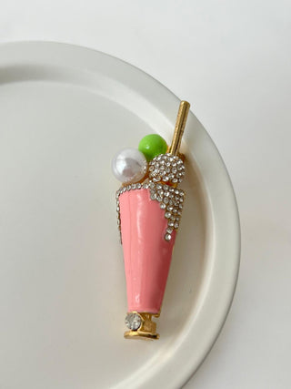 Tasarım Pembe Kokteyl Broş