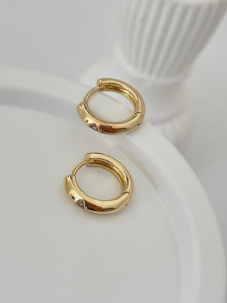 14K Gold Taş Detay Halka Küpe