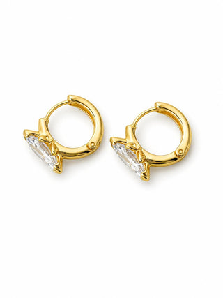 Gold Badem Taş Minimal Halka Küpe