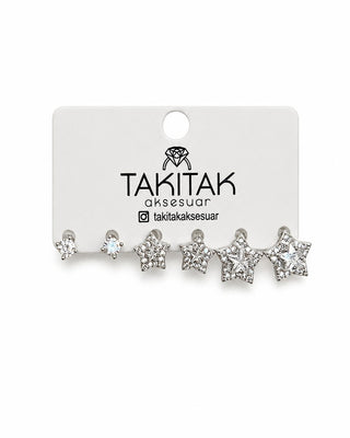 Silver Yıldız 6lı Set Küpe