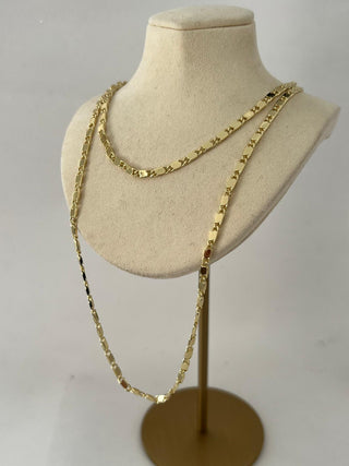 14K Gold Uzun Form Ezme Zincir Kolye