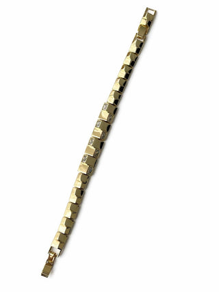 14K Gold Taş Detay Kare Form Bileklik