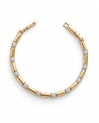 14K Gold Taş Detay Boru Desen Bileklik