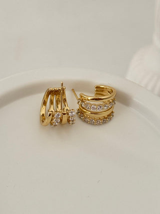 14k Gold Yarı Taşlı Çoklu Görünüm Halka Küpe