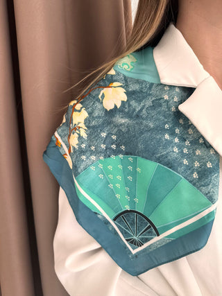 Turkuaz Mix Desenli Fular