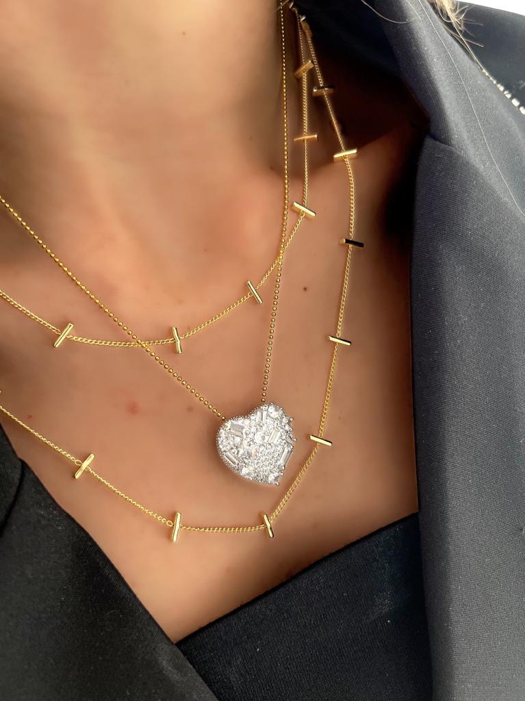 Tasarım Özel Seri 14K Gold Renk Desenli 80cm Zincir