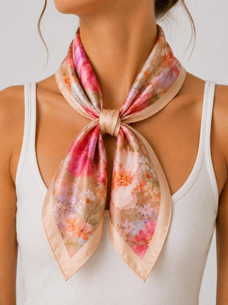 Soft Pembe Çiçek Desen Fular