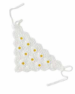 Beyaz Sarı Papatya Üçgen İthal Bandana