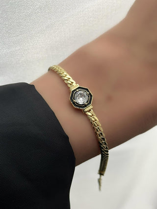 14K Gold Taş Detay Marka Model Bileklik